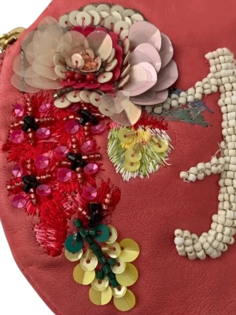 Anthropologie x Anna Harlow Russo monogrammed H beaded pouch NWT - Picture 4 of 6